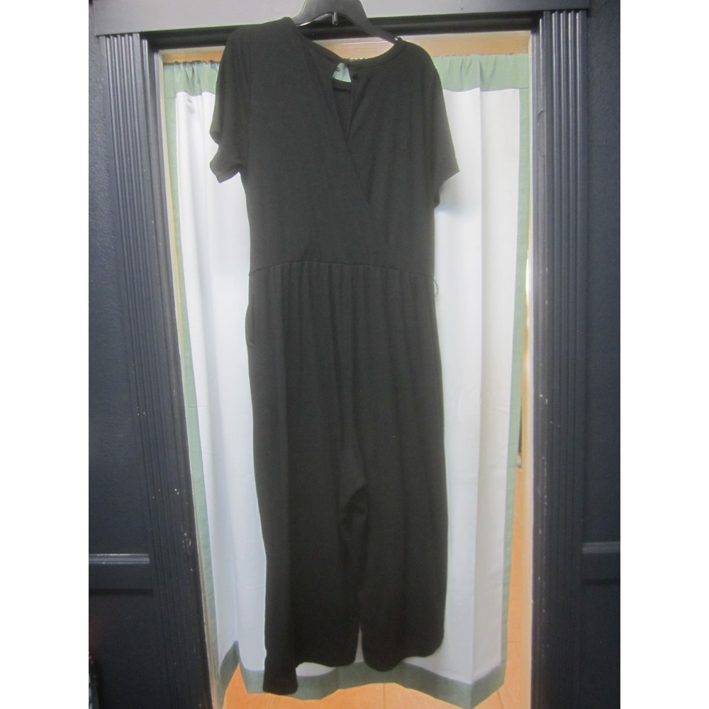 Torrid Womens Black Romper Plus Size 2 Wide‎ Leg Crossover Front Casual Stretch - Picture 7 of 13